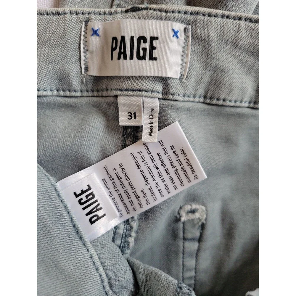 PAIGE Women's Brigitte Jeans Denin Straight Leg 31 VTG Light Green